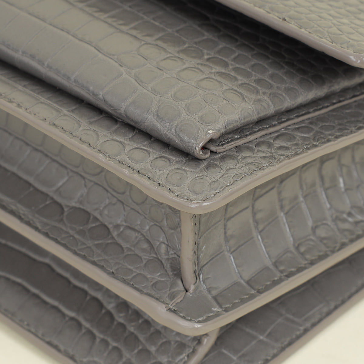 YSL Grey Sunset Croco Embossed Medium Bag