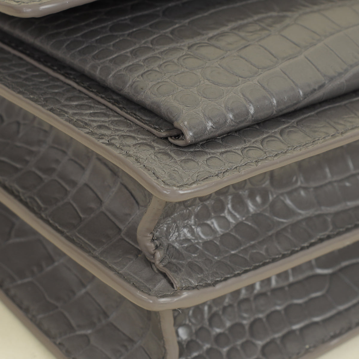 YSL Grey Sunset Croco Embossed Medium Bag