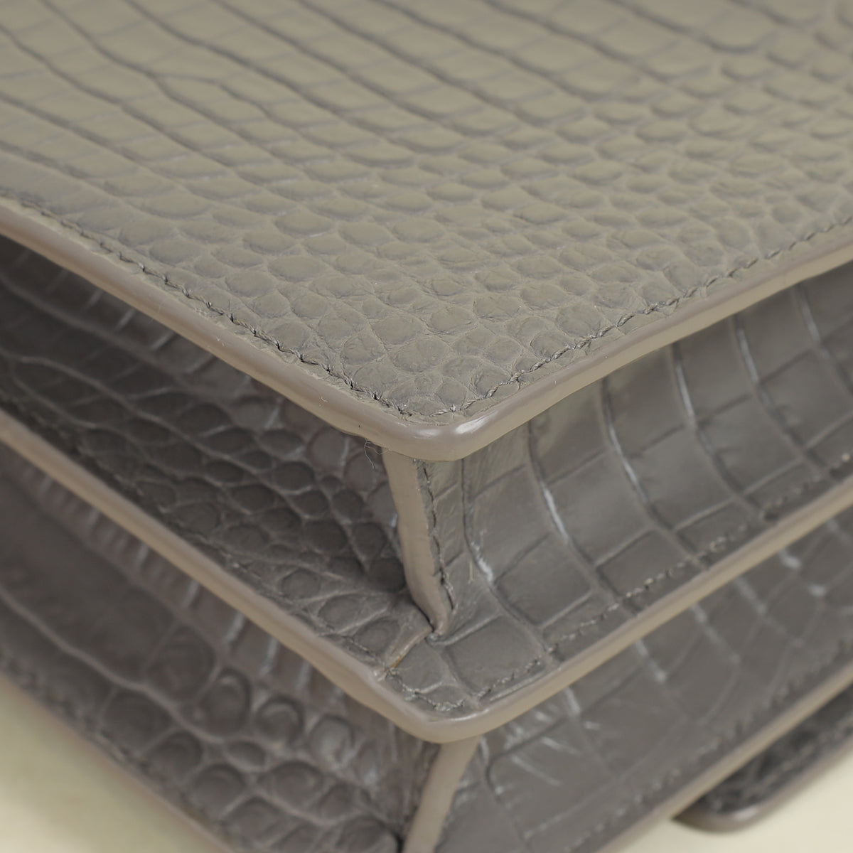 YSL Grey Sunset Croco Embossed Medium Bag