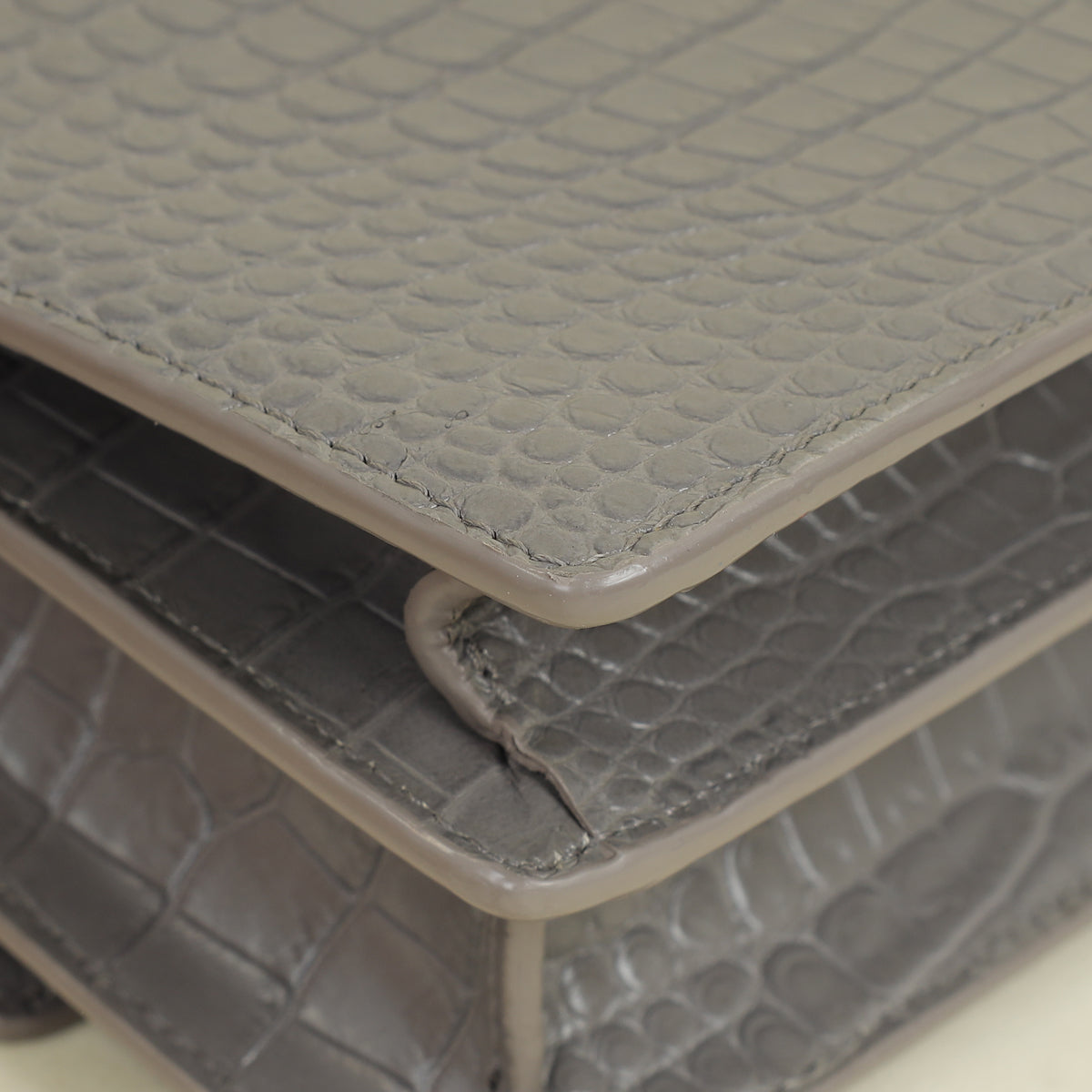 YSL Grey Sunset Croco Embossed Medium Bag