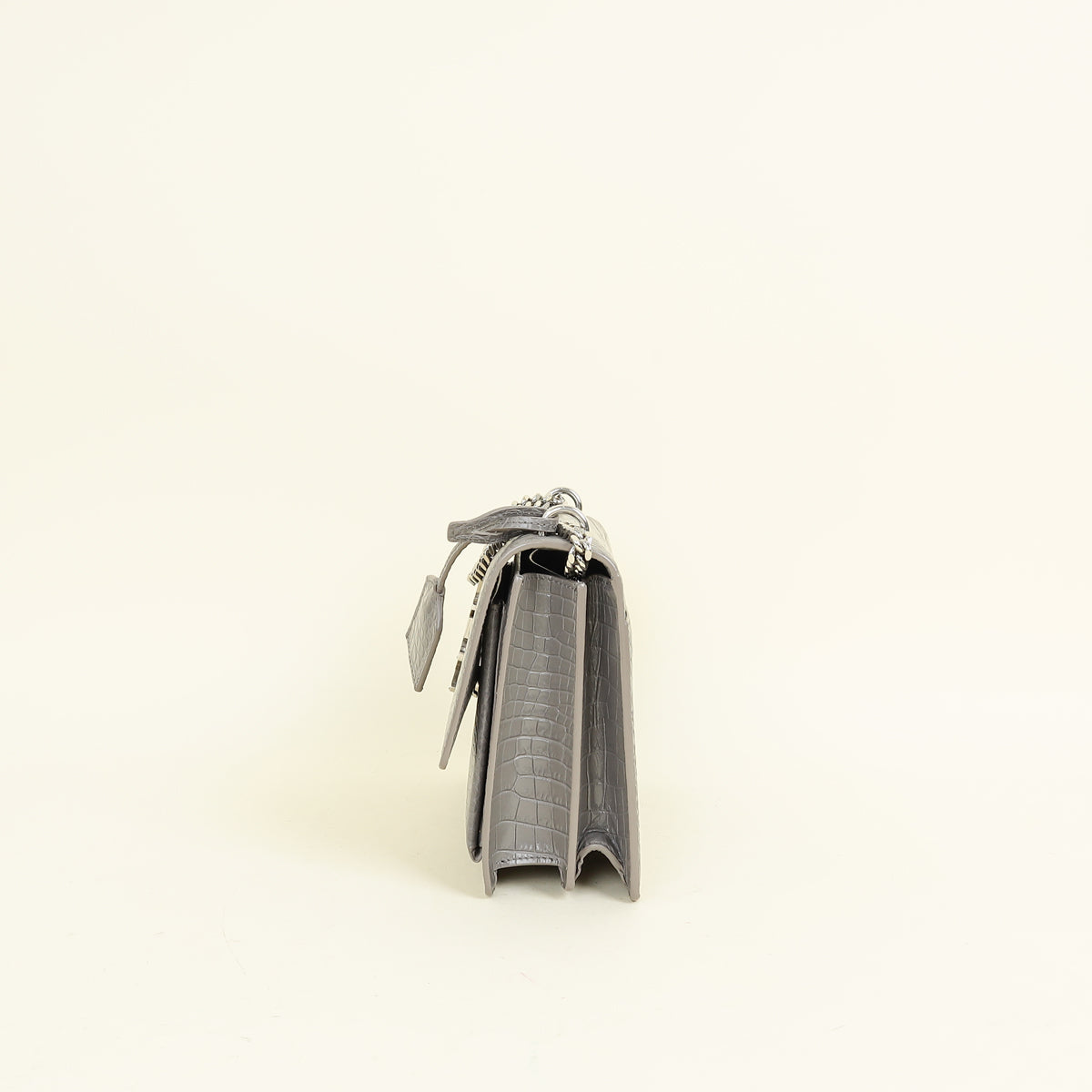 YSL Grey Sunset Croco Embossed Medium Bag