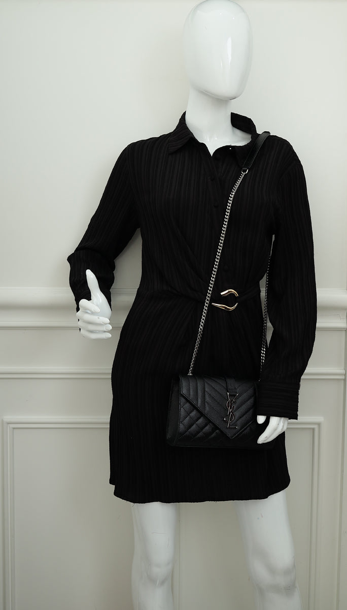 YSL Black Monogram Mix Quilted Small Chain Bag-YSL-THE CLOSET