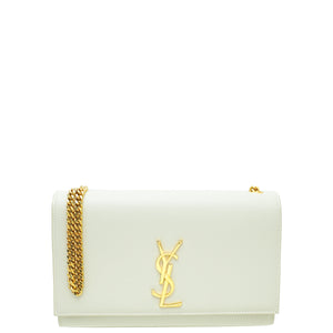 حقيبة YSL Blanc Monogram Kate Chain متوسطة الحجم 