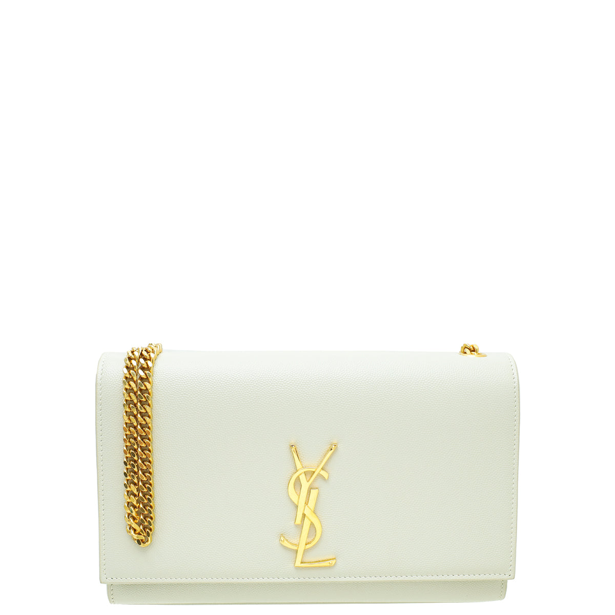 YSL Blanc Monogram Kate Chain Medium Bag