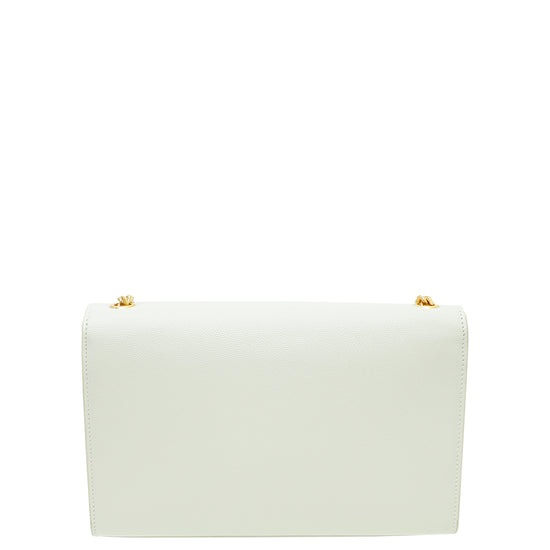 YSL Blanc Monogram Kate Chain Medium Bag
