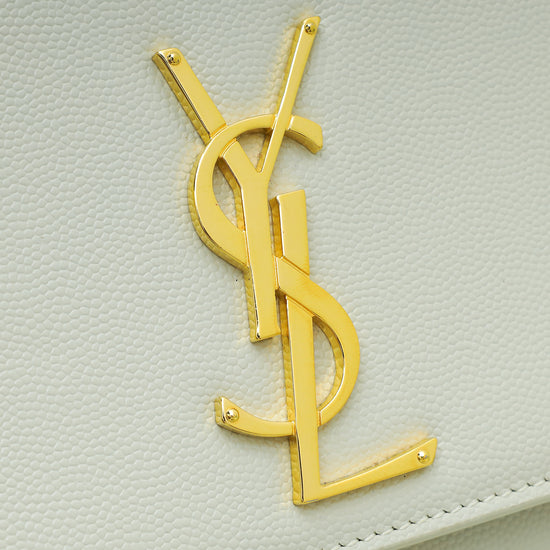 YSL Blanc Monogram Kate Chain Medium Bag