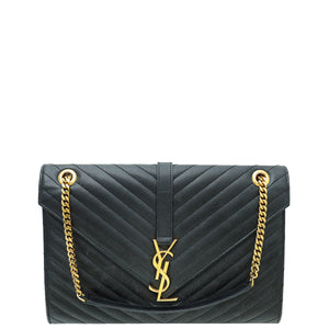 حقيبة كبيرة بقلاب من YSL باللون الأسود 
