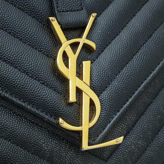 YSL Black Monogram Satchel Flap Large Bag