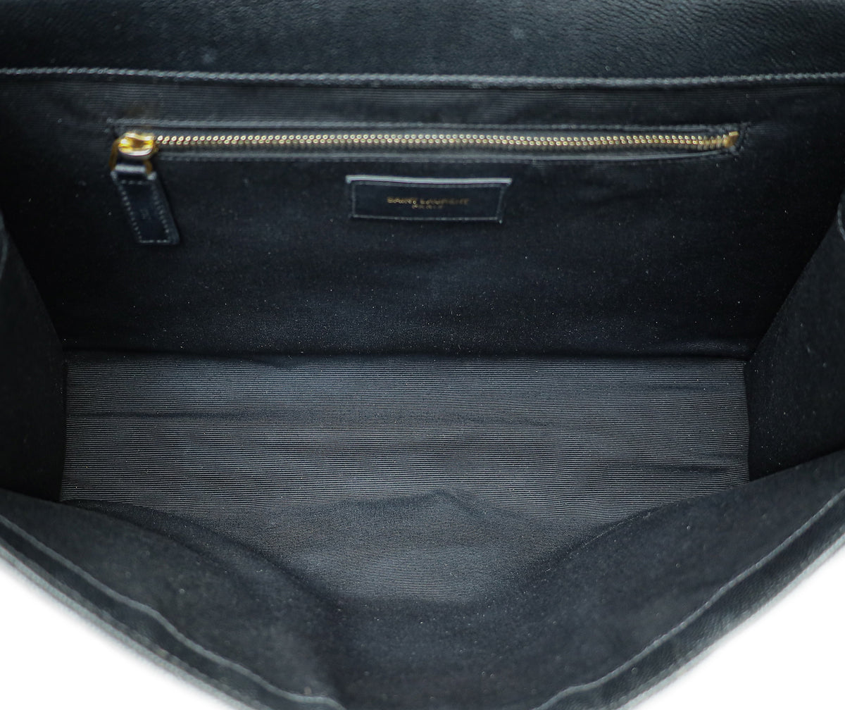 YSL Black Monogram Satchel Flap Large Bag