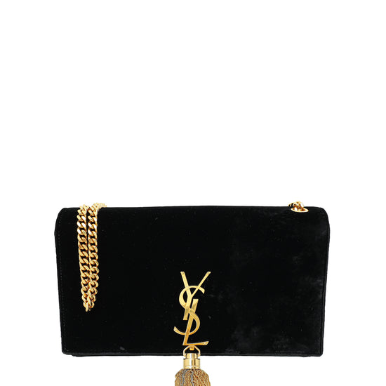 YSL Black Velvet Kate Tassel Medium Shoulder Bag