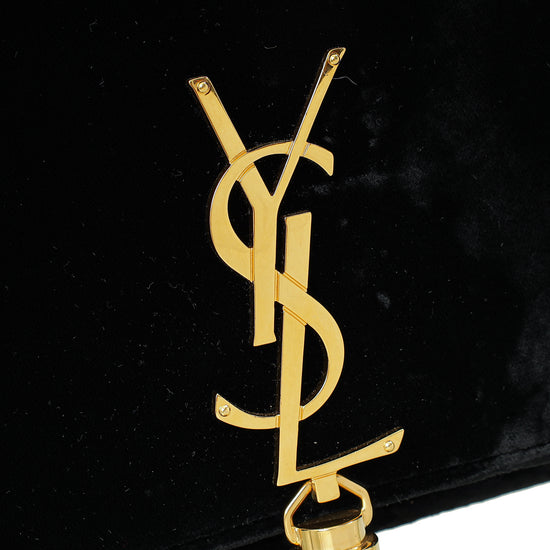 YSL Black Velvet Kate Tassel Medium Shoulder Bag