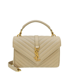 حقيبة كتف متوسطة الحجم من YSL Nude Monogram College 