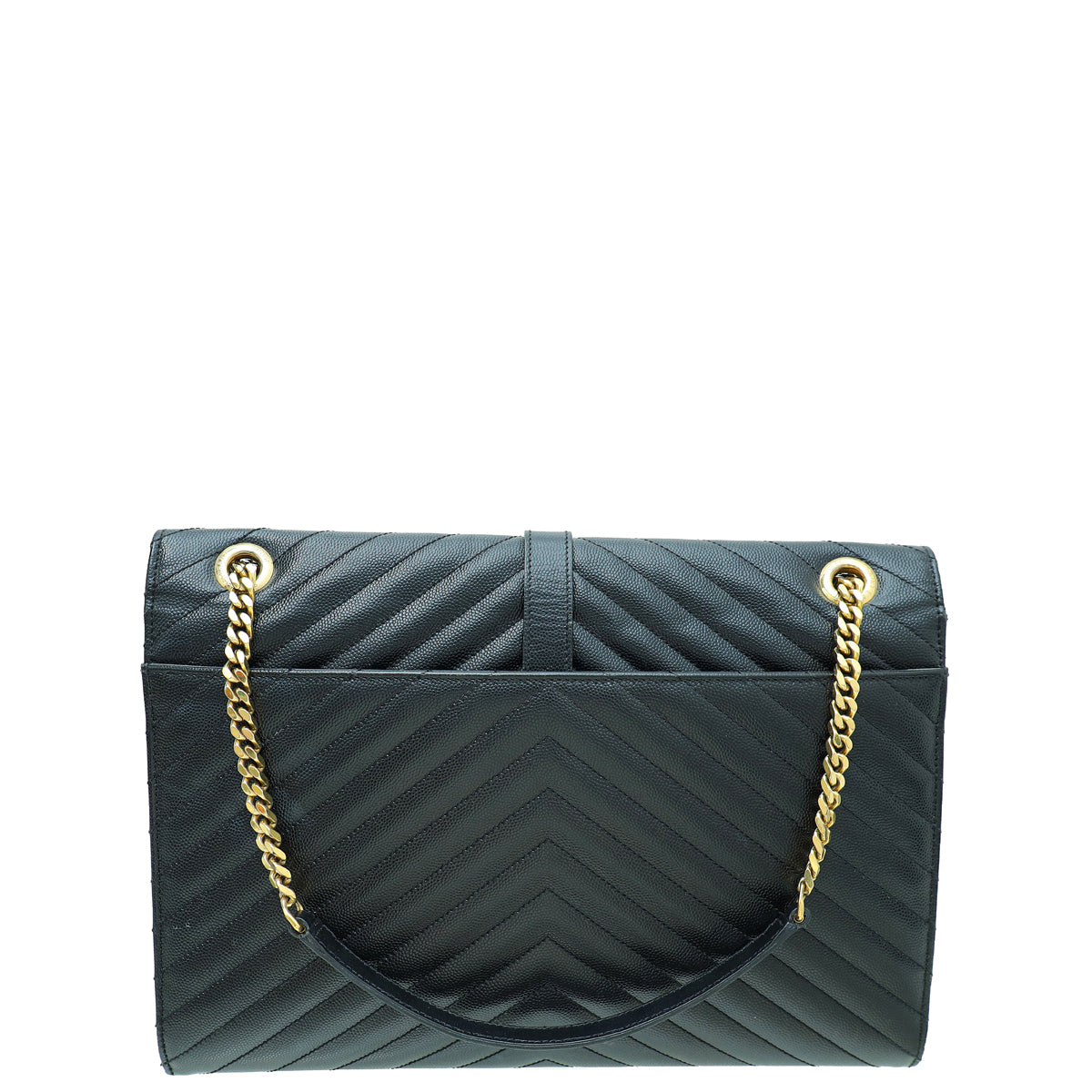 YSL Black Monogram Chevron Satchel Large Bag-YSL-THE CLOSET