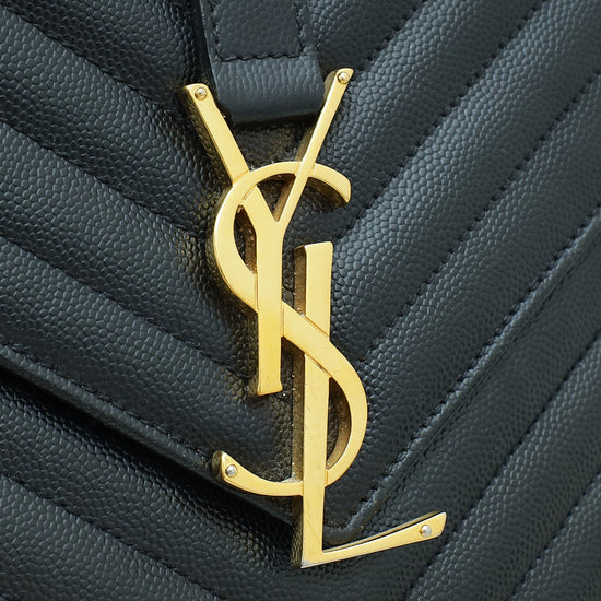 YSL Black Monogram Chevron Satchel Large Bag