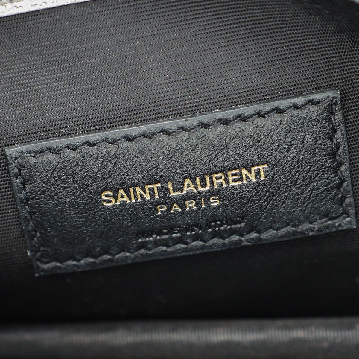 YSL Silver Chevron Monogram Chain Wallet