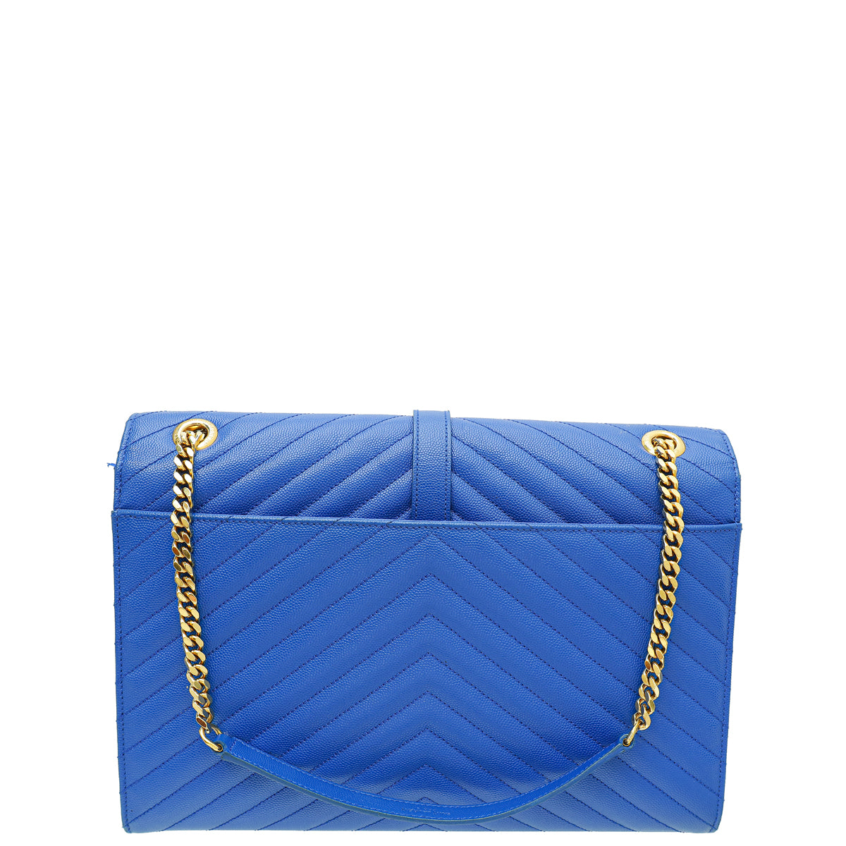 YSL Blue Monogram Chevron Satchel Large Bag-YSL-THE CLOSET