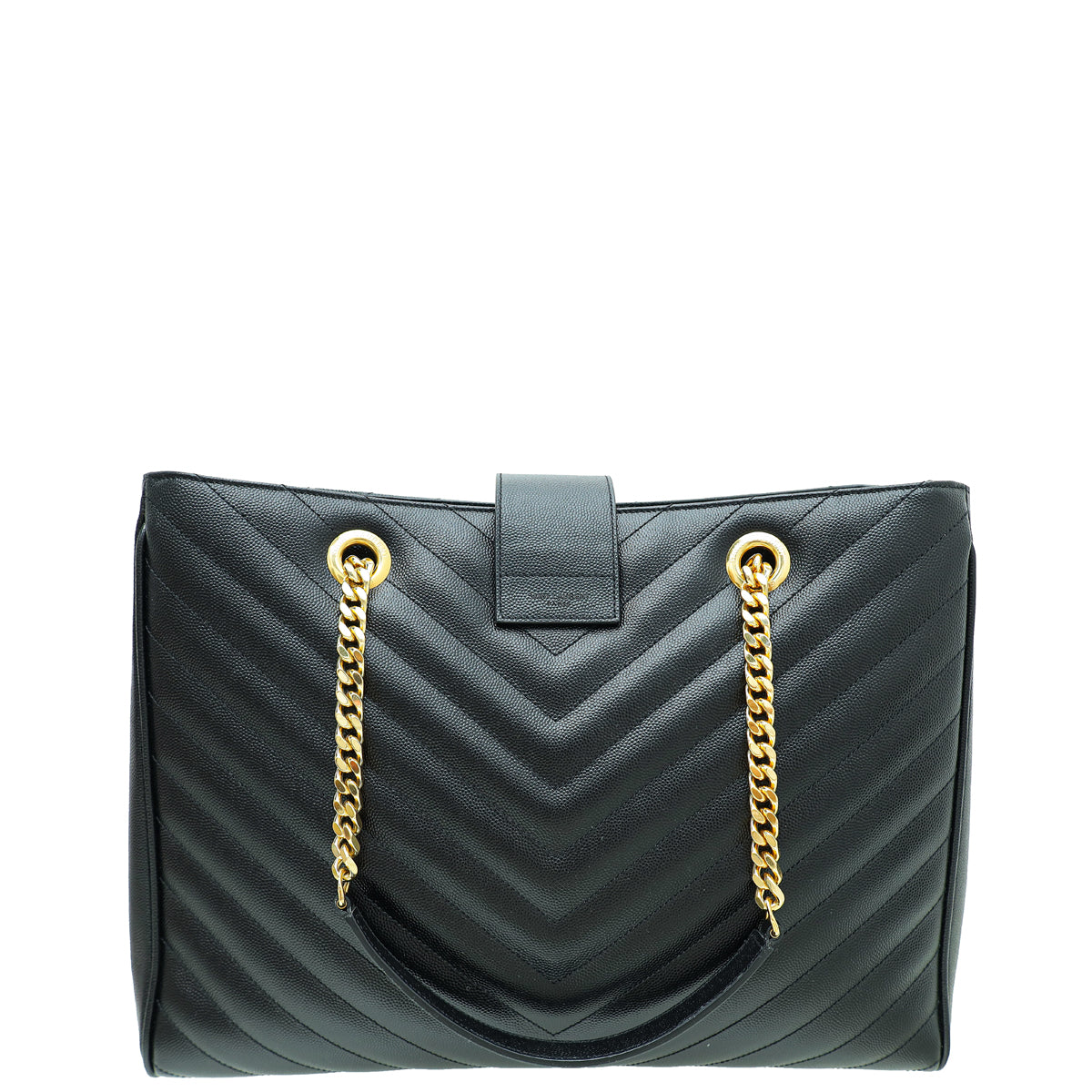 YSL Black Monogram Chevron Large Shopper Bag-YSL-THE CLOSET