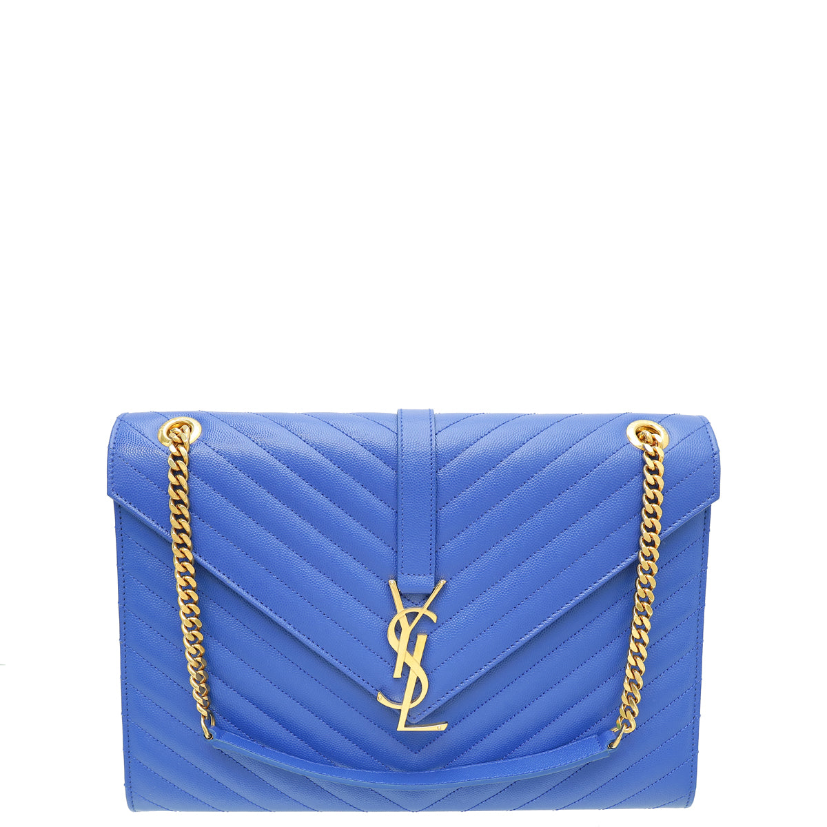 YSL Royal Blue Monogram Chevron Satchel Large Bag-YSL-THE CLOSET