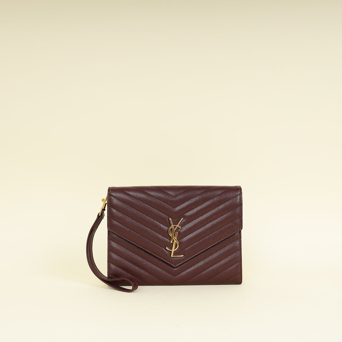 YSL Burgundy Cassandre Matelassé Flap Pouch
