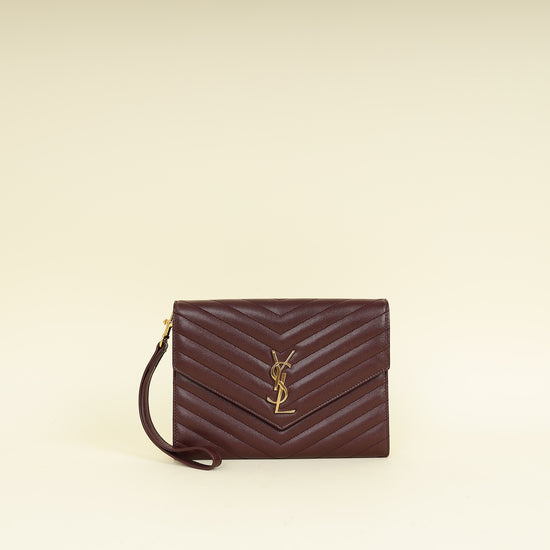 YSL Burgundy Cassandre Matelassé Flap Pouch