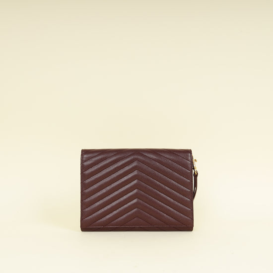 YSL Burgundy Cassandre Matelassé Flap Pouch