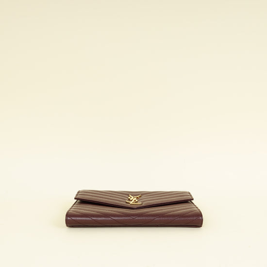 YSL Burgundy Cassandre Matelassé Flap Pouch