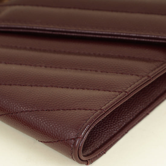 YSL Burgundy Cassandre Matelassé Flap Pouch