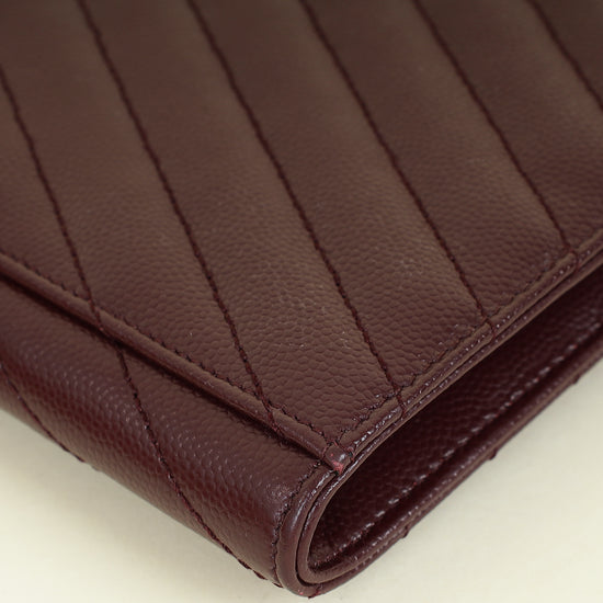 YSL Burgundy Cassandre Matelassé Flap Pouch