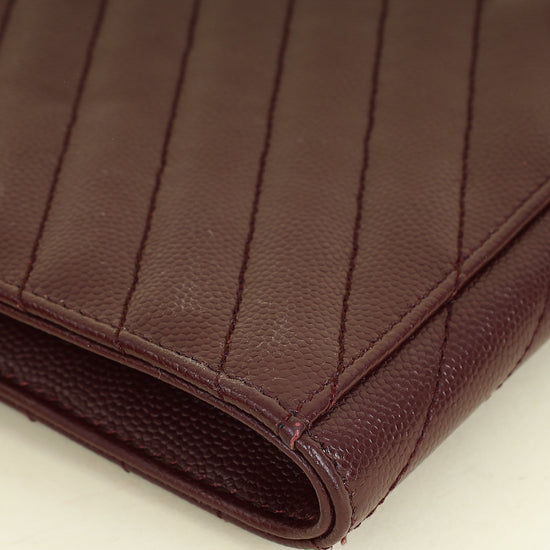 YSL Burgundy Cassandre Matelassé Flap Pouch