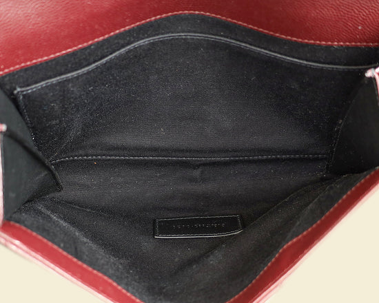 YSL Burgundy Cassandre Matelassé Flap Pouch