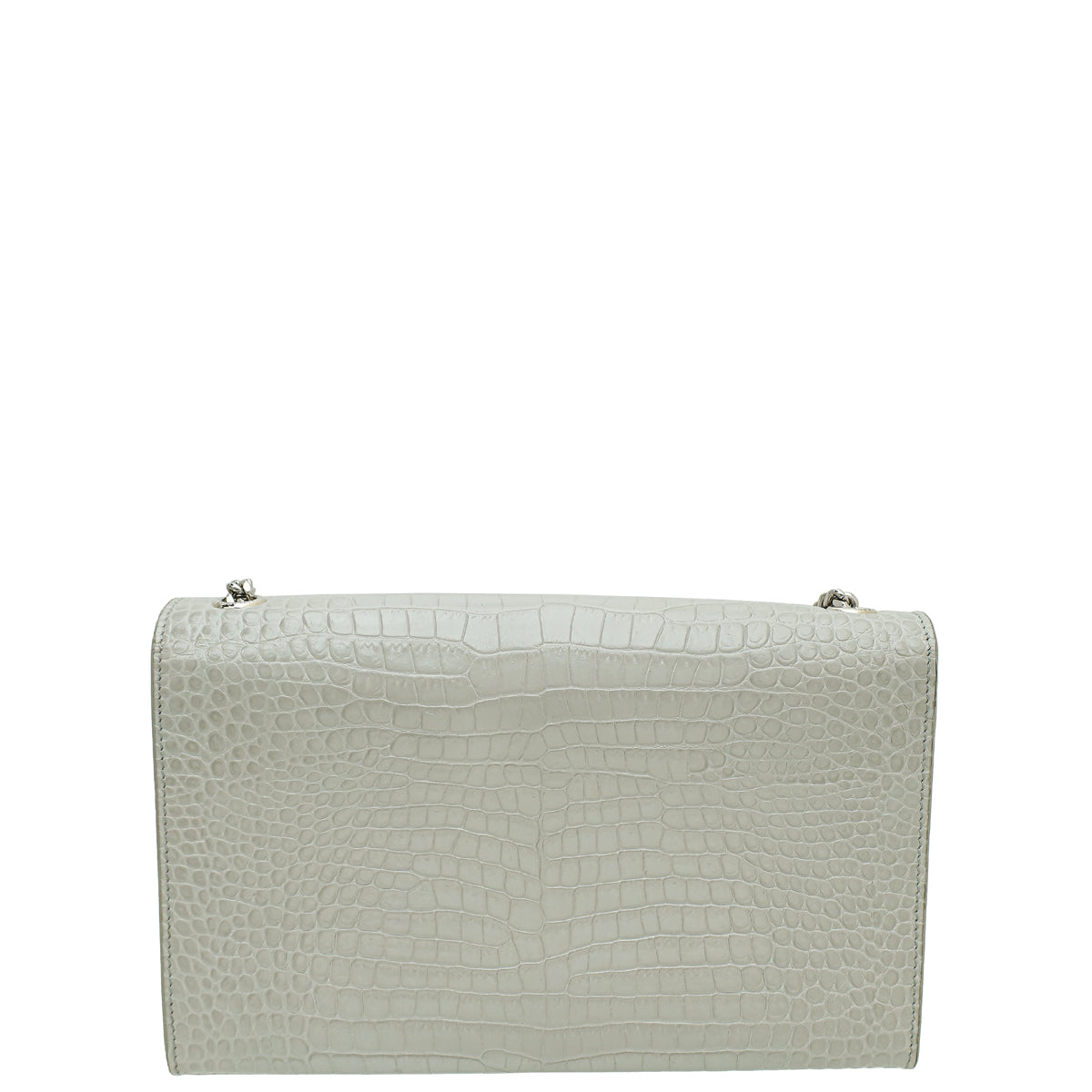 YSL Grey Kate Tassel Croco Embossed Medium Shoulder Bag-YSL-THE CLOSET