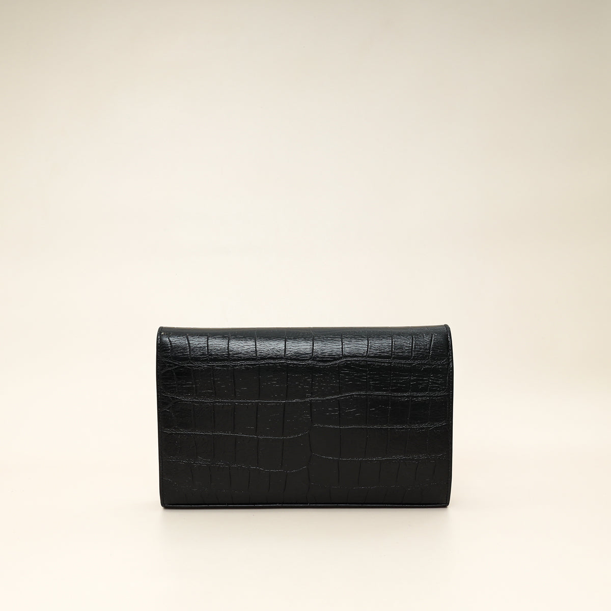 YSL Black Croco Embossed Monogram Kate Wallet On Chain-YSL-THE CLOSET
