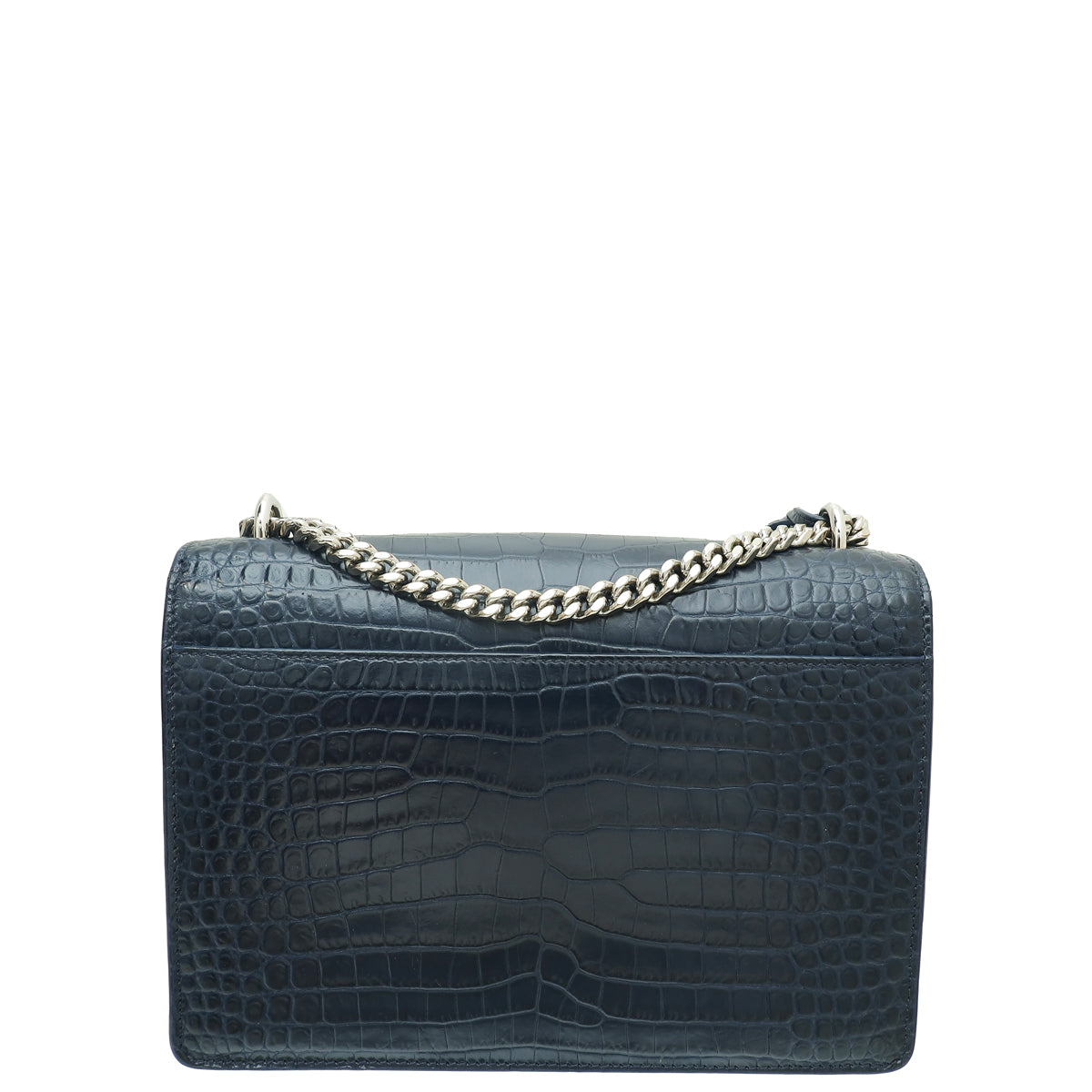 YSL Indigo Blue Sunset Croco Embossed Medium Shoulder Bag-YSL-THE CLOSET