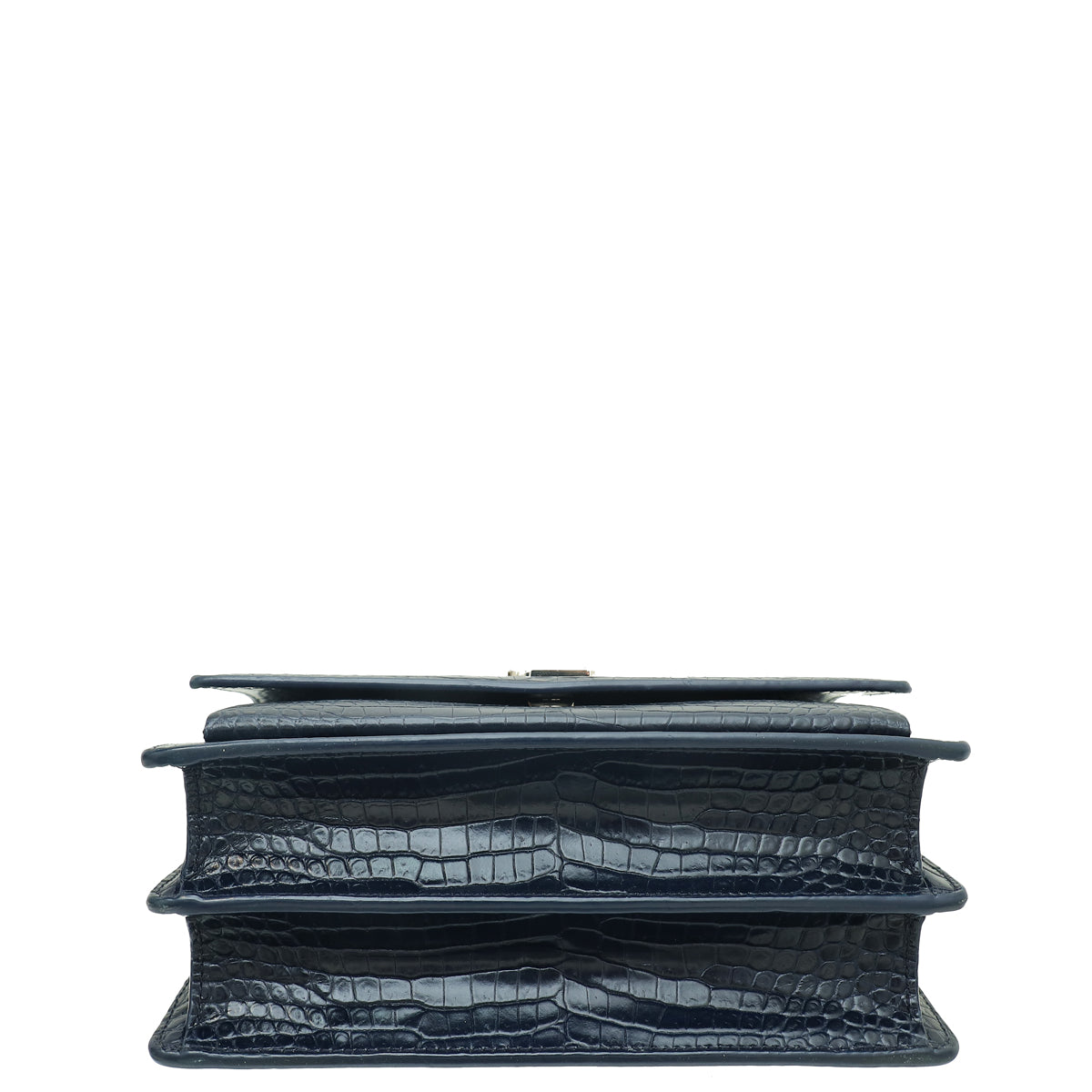 YSL Indigo Blue Sunset Croco Embossed Medium Shoulder Bag