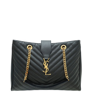 YSL حقيبة تسوق سوداء Monogram كبيرة 