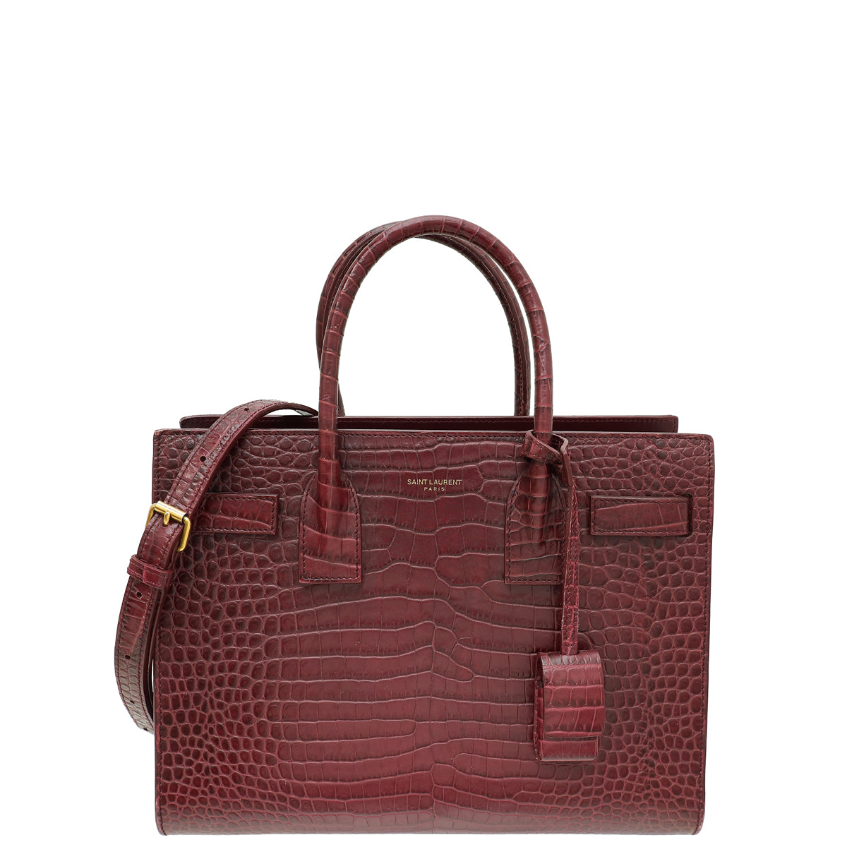 YSL Burgundy Croco Embossed Baby Sac de Jour Bag-YSL-THE CLOSET