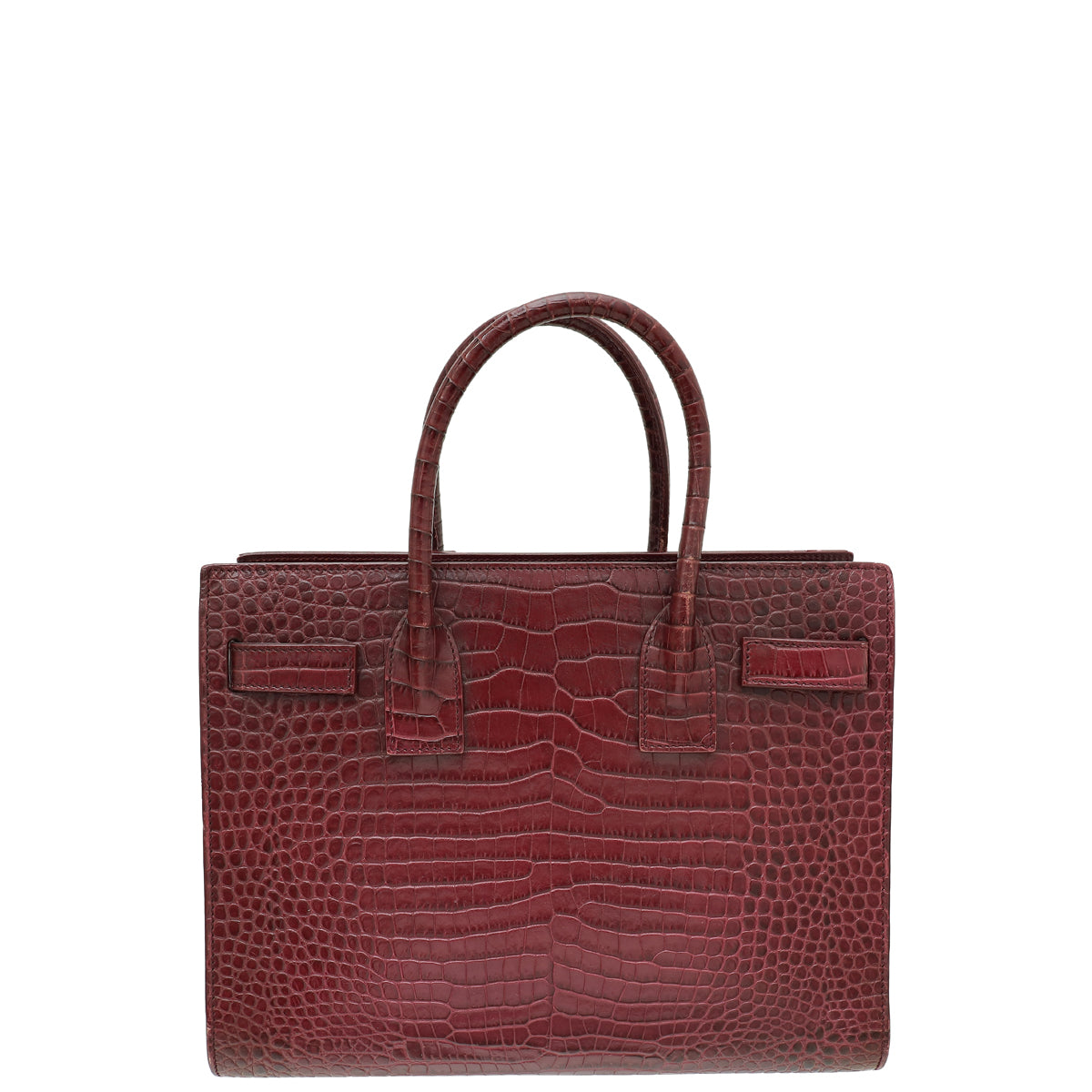 YSL Burgundy Croco Embossed Baby Sac de Jour Bag-YSL-THE CLOSET