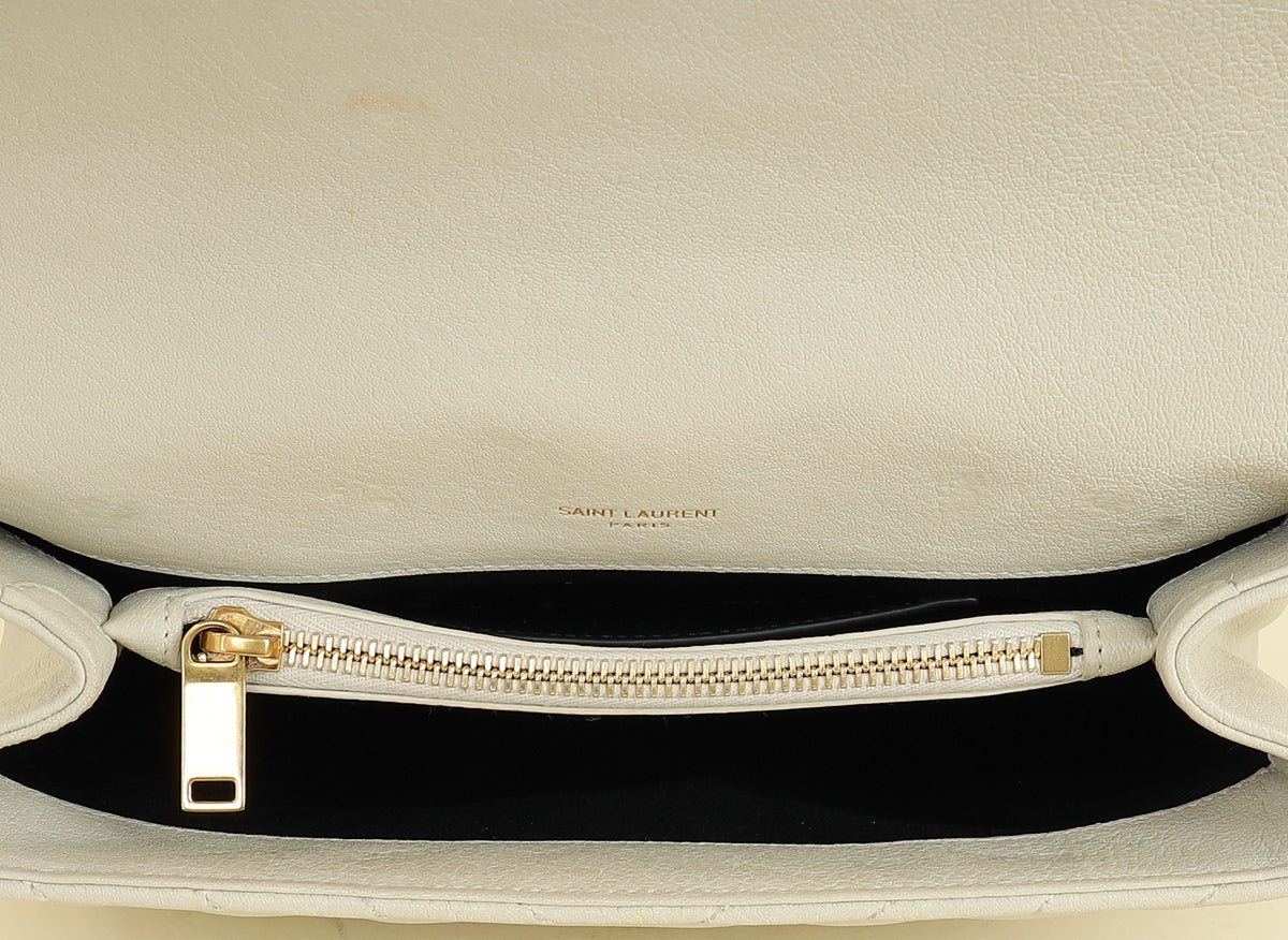YSL Vintage Blanc College Medium Shoulder Bag