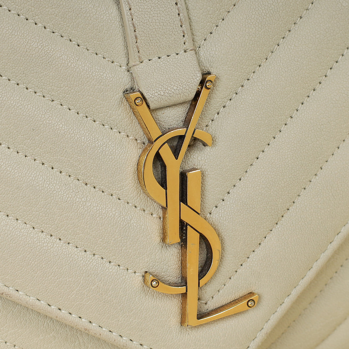 YSL Vintage Blanc College Medium Shoulder Bag