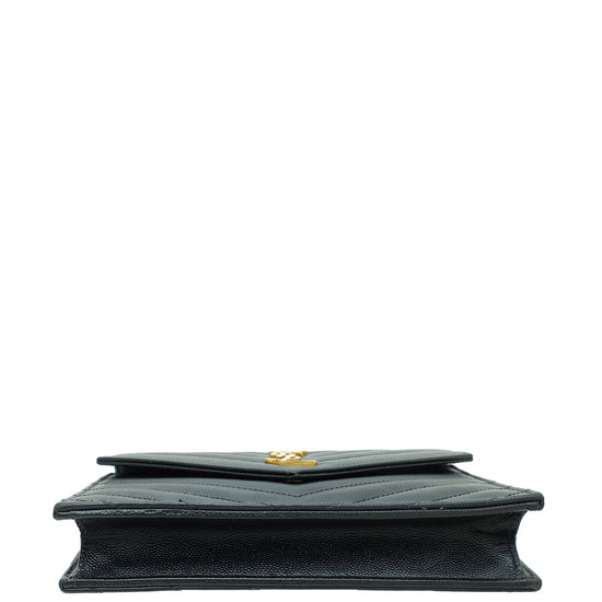 YSL Black Cassandra Classic Wallet On Chain