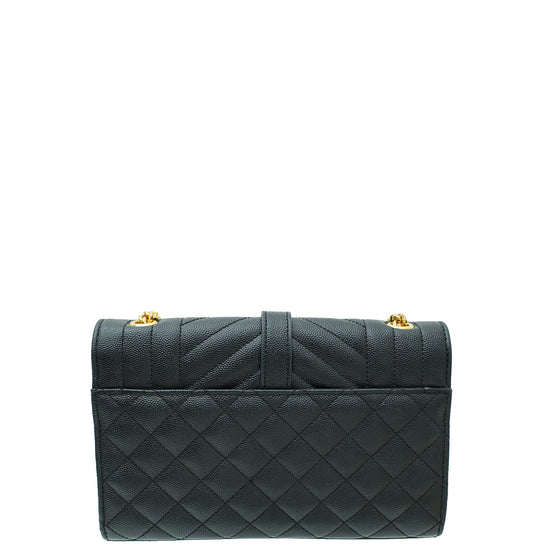 YSL Black Monogram Envelope Mix Quilted Small Chain Bag