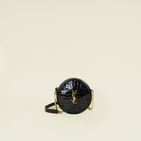 YSL Black Croco Embossed Round Vinyle Camera Bag