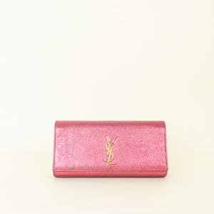 YSL Metallic Reddish Pink Classic Cassandre Clutch