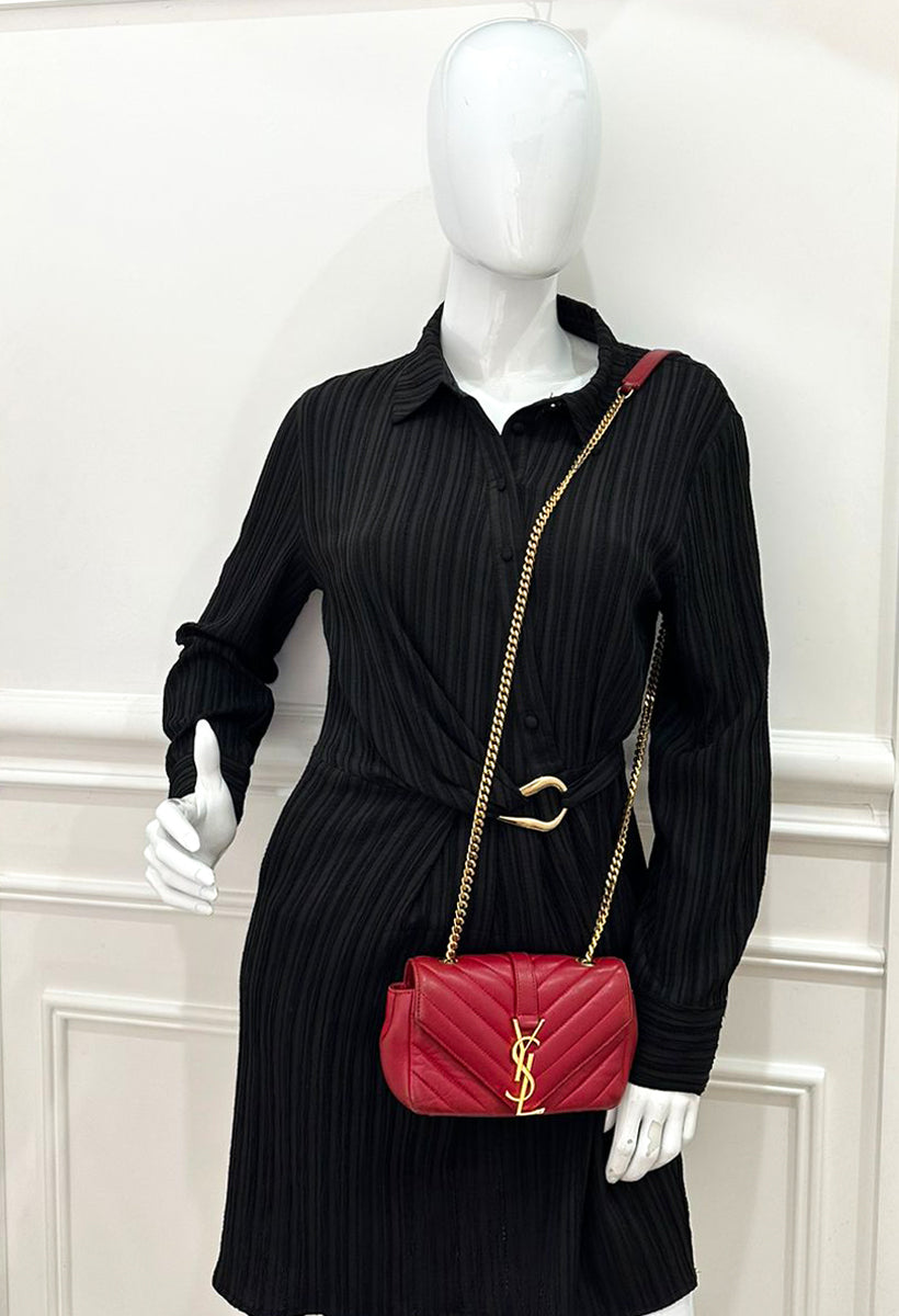 YSL Red Chevron Monogram Classic Baby Chain Bag