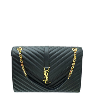 حقيبة كبيرة بقلاب من YSL باللون الأسود 