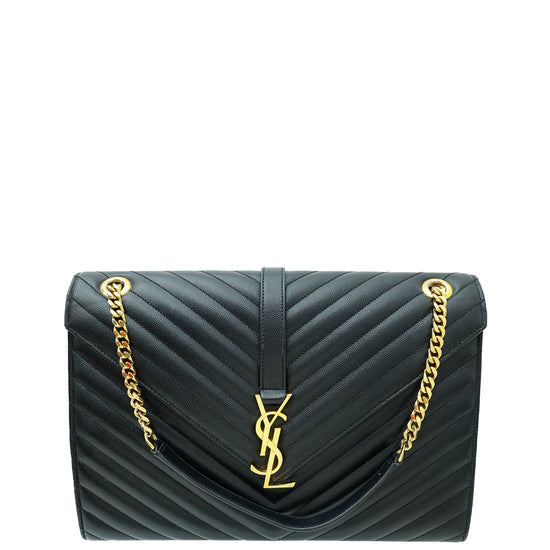 YSL Black Monogram Satchel Flap Large Bag