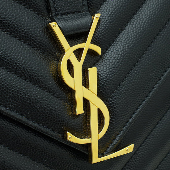 YSL Black Monogram Satchel Flap Large Bag