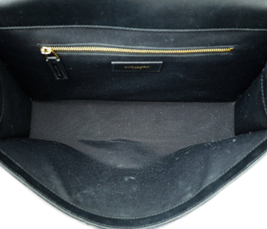 YSL Black Monogram Satchel Flap Large Bag