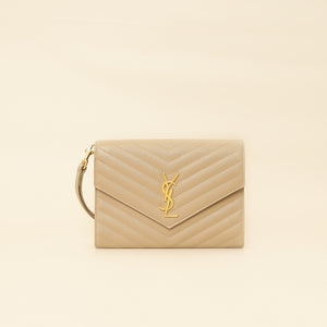 YSL Beige Monogram Cassandre Flap Pouch