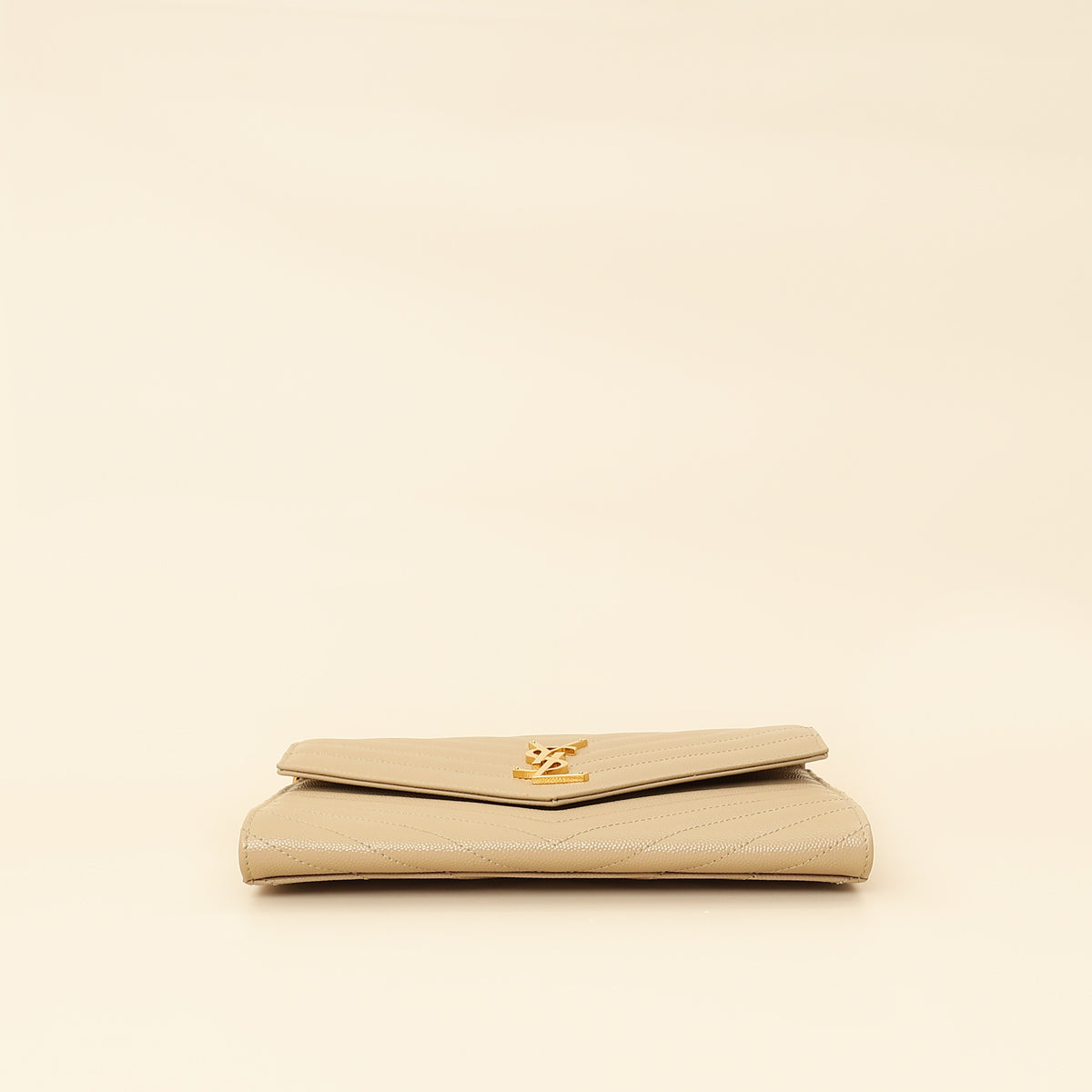 YSL Beige Monogram Cassandre Flap Pouch-YSL-THE CLOSET